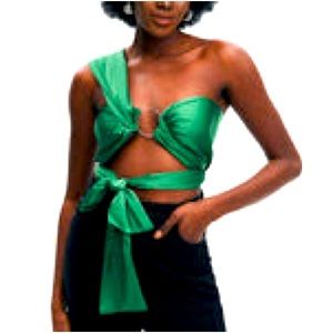 Tie Detail One Shoulder Tank Top